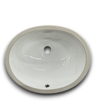 53215 White Ceramic Undermount Oval Bathroom Sink 16.5"