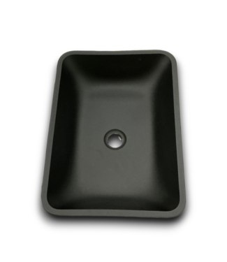 53217 Matte Black Glass Vessel Bathroom Sink 18"