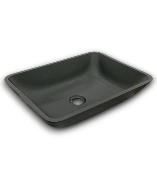53217 Matte Black Glass Vessel Bathroom Sink 18"
