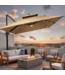 53223 Tan Double Top LED Cantilever Patio Umbrella 11' x 9'