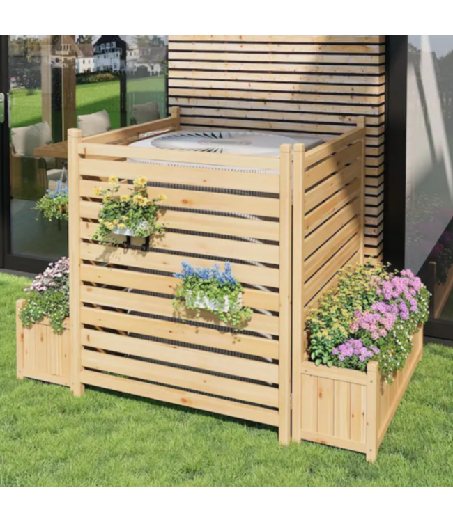 53222 3-Panel Outdoor Wooden Privacy With Planter Box