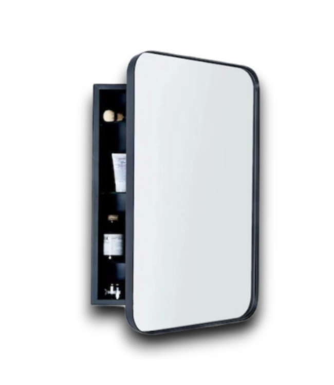 53236 Blk Mirrored Rectangle Medicine Cabinet 16" x 24"
