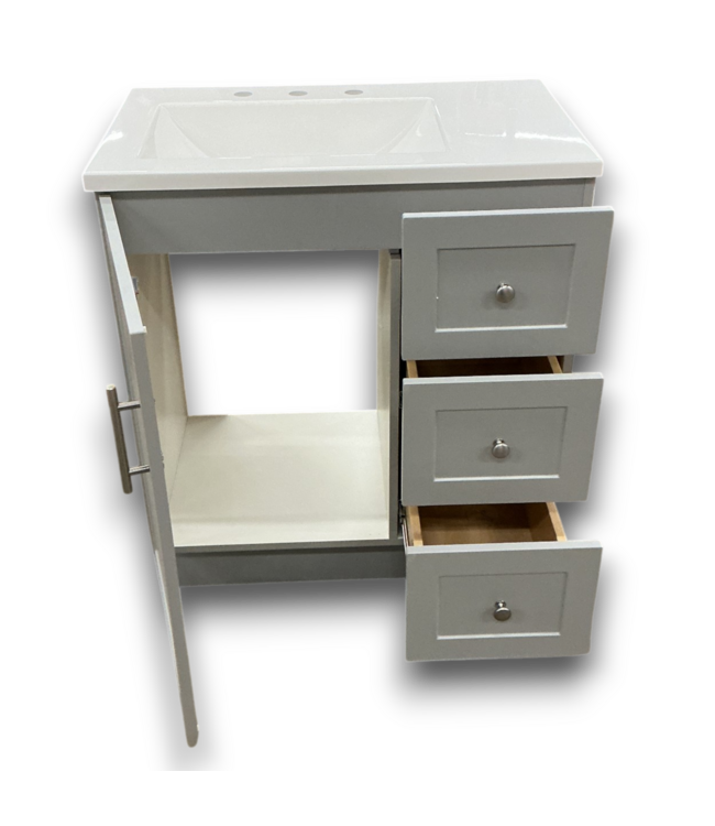 53254 Cloud Gray Bathroom Vanity with Top 30"W