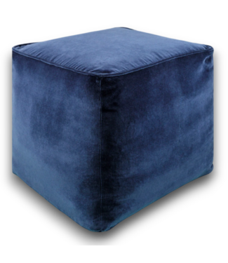 53256 Eclectic Blue Velvet Pouf Ottoman