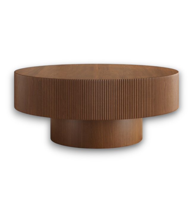 53305 Elegant Round Modern Coffee Table Walnut