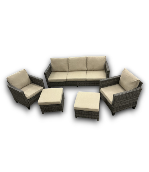 53321 Beige Outdoor 5-pc Wicker Patio Set
