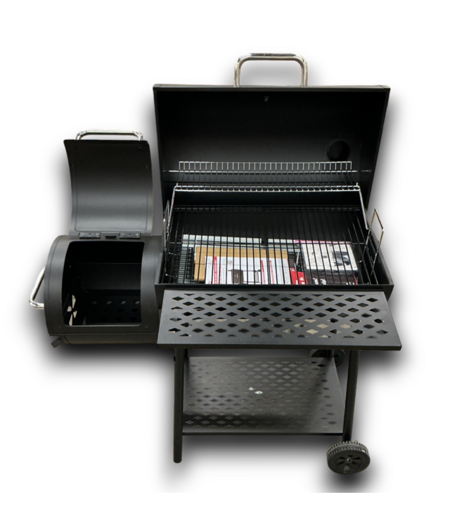 53340 Black Barrel Charcoal Grill with Offset Smoker