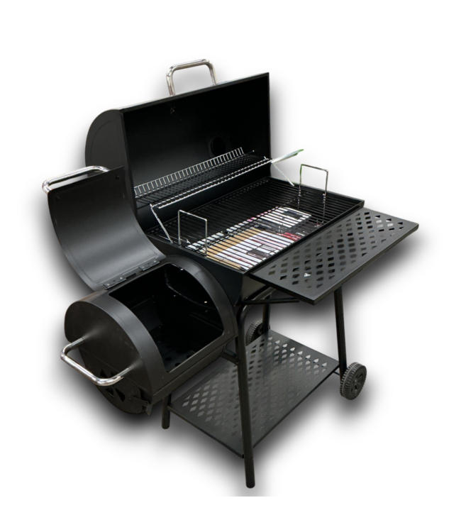 53340 Black Barrel Charcoal Grill with Offset Smoker