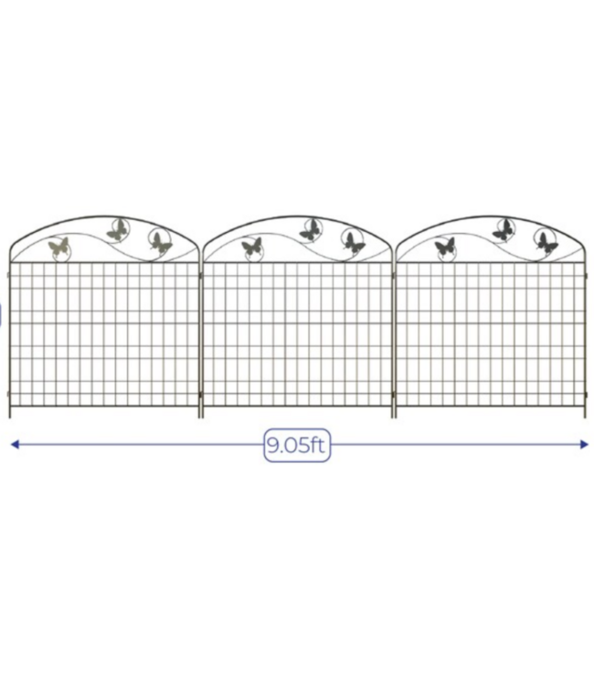 53355 Black Butterfly Galvanized Steel No Dig Fence Panel 3 Pk