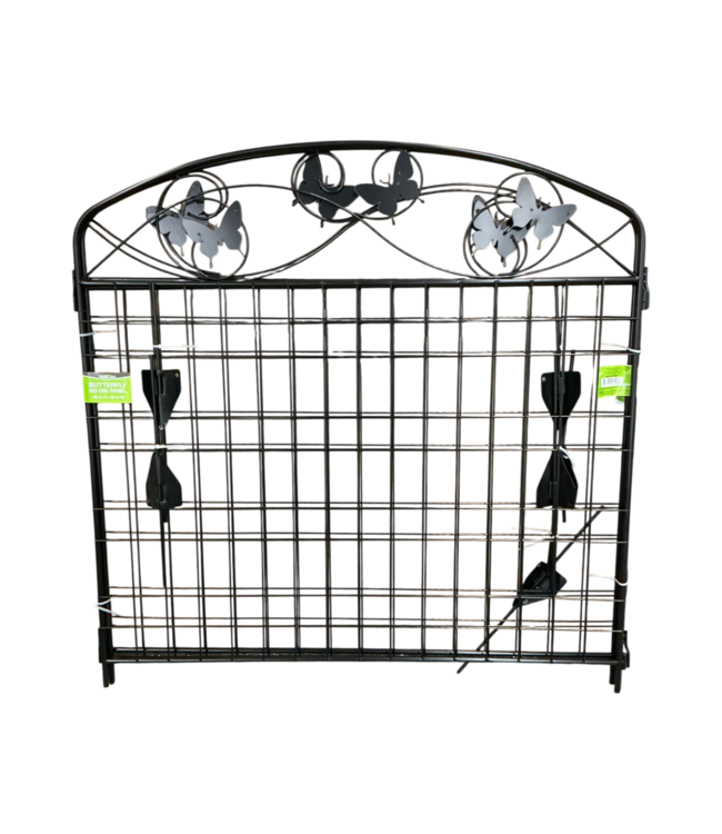 53355 Black Butterfly Galvanized Steel No Dig Fence Panel 3 Pk