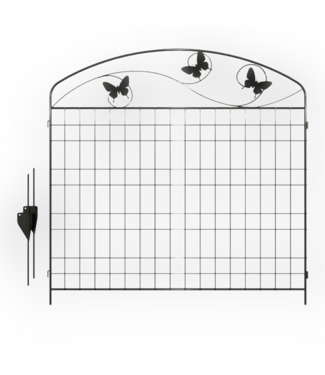 53355 Black Butterfly Galvanized Steel No Dig Fence Panel 3 Pk