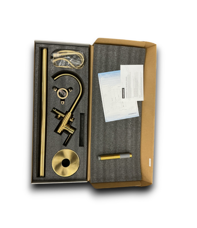 53378 Freestanding Brushed Gold Tub Filler With Hand Shower