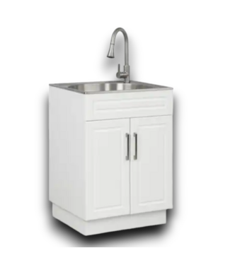 53381 White Freestanding Cabinet Utility Tub with Faucet
