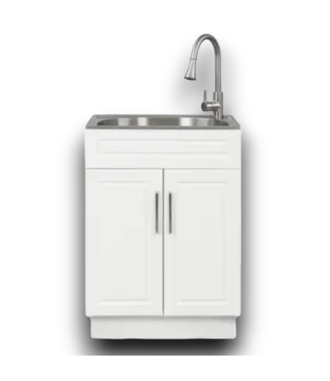 53381 White Freestanding Cabinet Utility Tub with Faucet