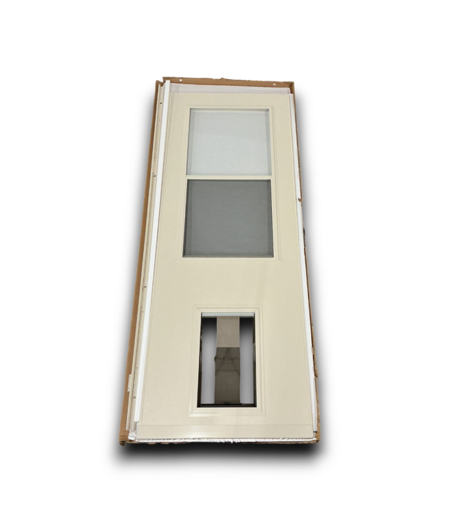 53407 30X80 Almond Color Storm Door with Pet Door