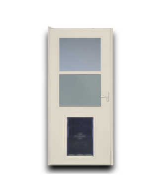 53407 30X80 Almond Color Storm Door with Pet Door