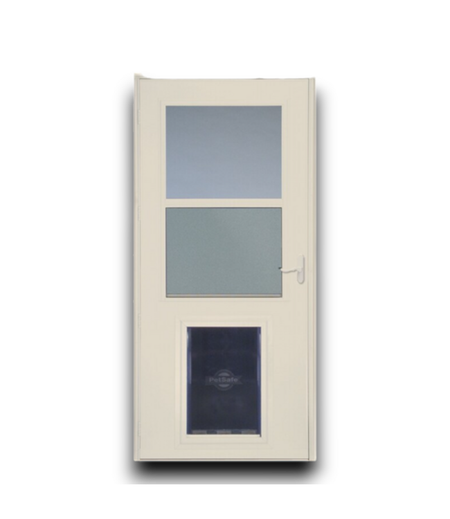 53407 30X80 Almond Color Storm Door with Pet Door