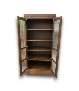 53432 Ribbed Glass And Wood Storage Cabinet