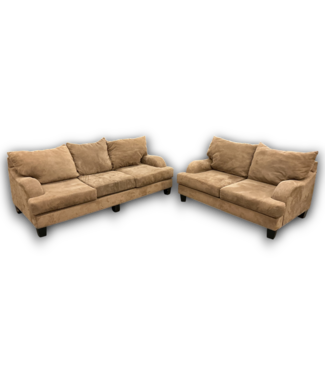 53477 Brown Suede Sofas Set of 2