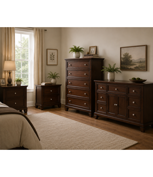 53487 Merlot Cherry Bedroom Furniture Set of 4 pcs