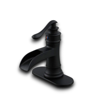 53493 Matte Black Single Hole Waterfall Bathroom Sink Faucet