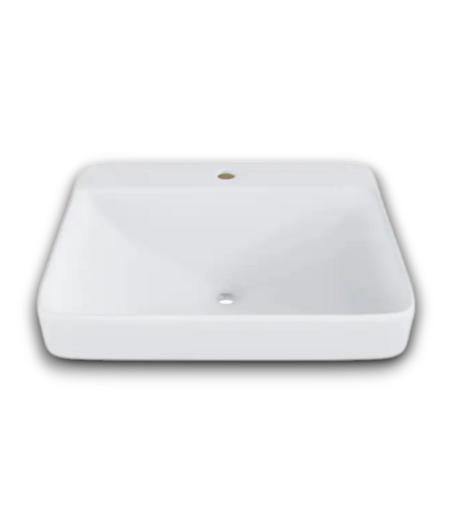 53497 White Vitreous China Bathroom Semi-Vessel Sink 23.4"