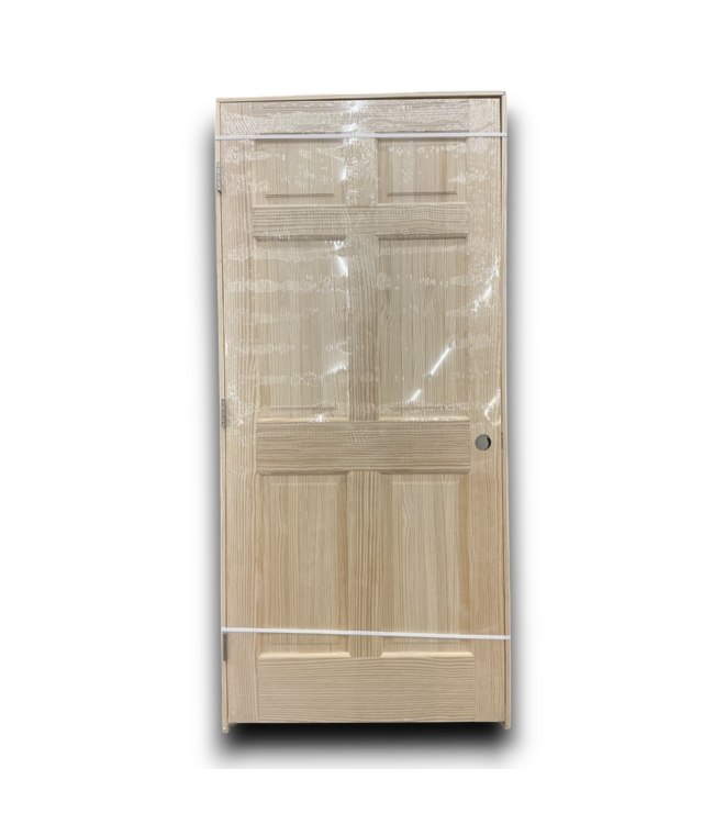 53504 Unfinished 6 Panel Prehung Interior Door 36 x 80