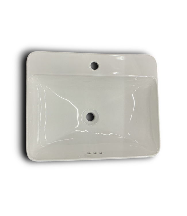 53497 White Vitreous China Bathroom Semi-Vessel Sink 23.4"