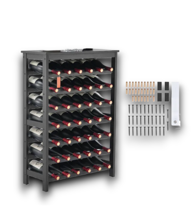 53518 42 Bottle Modular 7-Tier Solid Bamboo Wine Rack