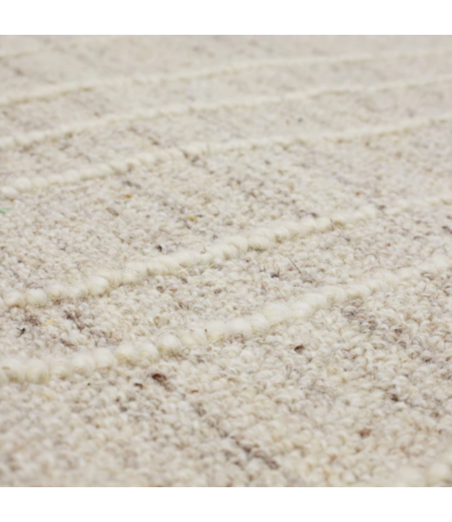 53582 Ivory Cream Wool Runner Rug 2' x 8'