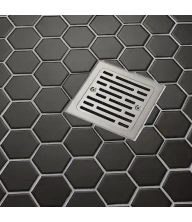 53596 Tile-In Brass Square Shower Drain Stainless 4"