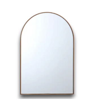 53602 Arch Warm Walnut Polished Full Length Wall Mirror