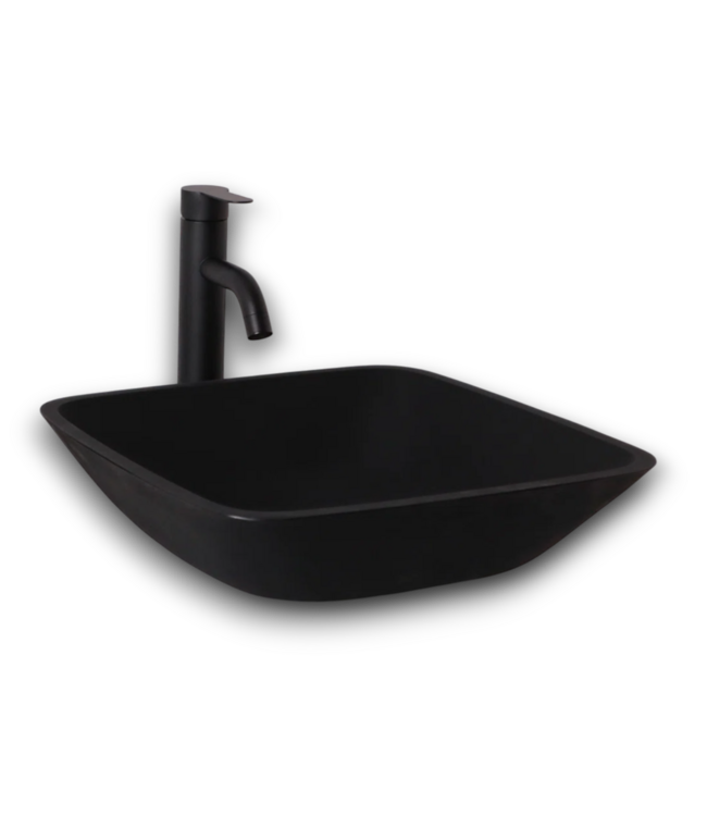 53633 Black Vessel Sink with Faucet 16"