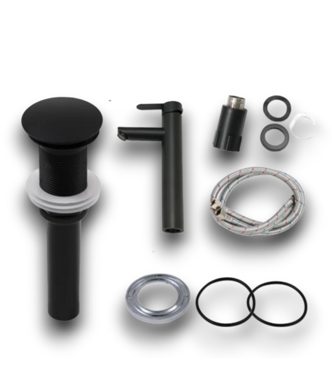 53633 Black Vessel Sink with Faucet 16"