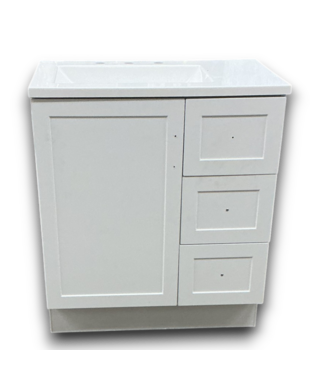 53636 True White Single Sink Vanity with Top 30"W