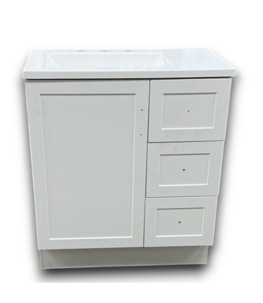 53636 True White Single Sink Vanity with Top 30"W