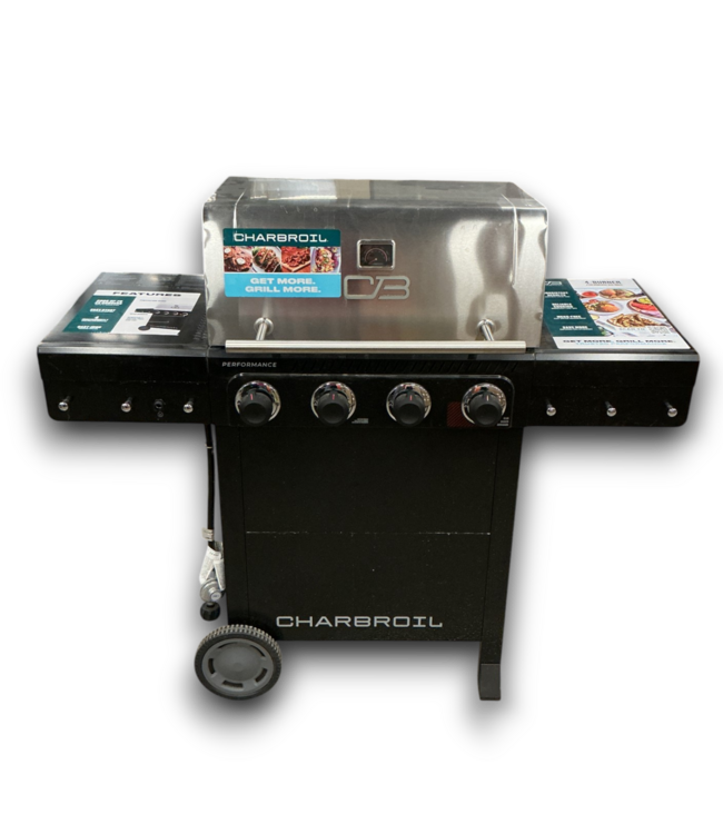53637 Black and Silver 4-Burner Liquid Propane Gas Grill