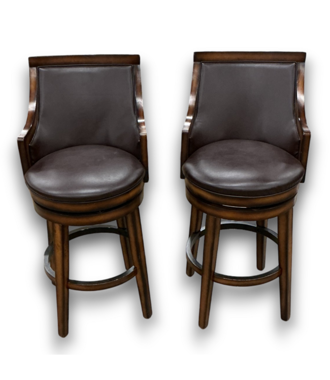 53651 Rustic Oak Wood Barstools Set of 2