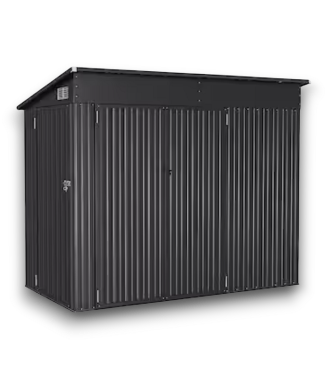 53652 Black Outdoor Lean To Metal Storage Shed 3 Doors