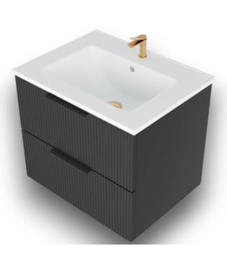 53656 Black Floating Bathroom Sink Base Cabinet 24"W
