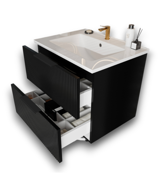 53656 Black Floating Bathroom Sink Base Cabinet 24"W