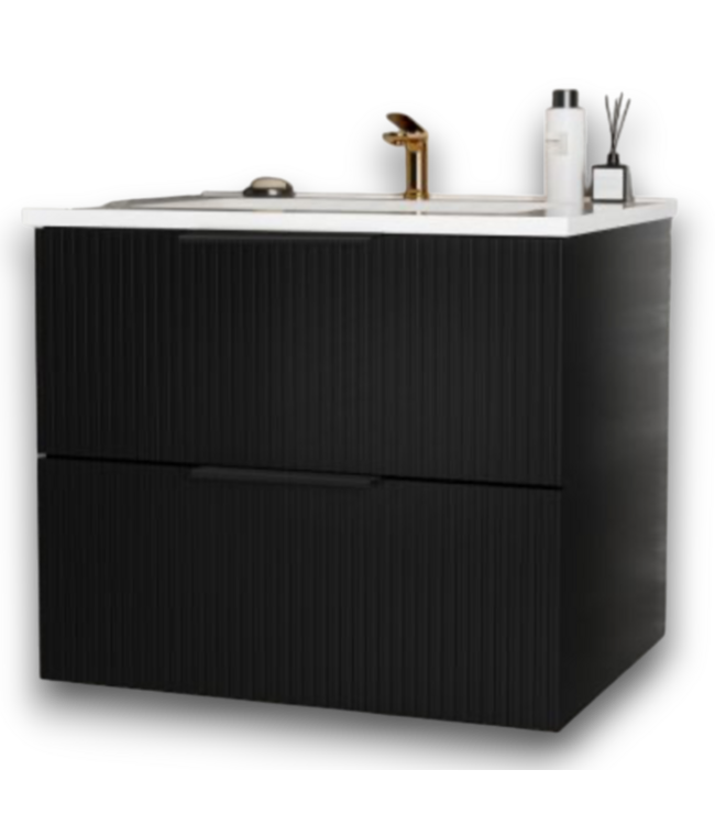 53656 Black Floating Bathroom Sink Base Cabinet 24"W
