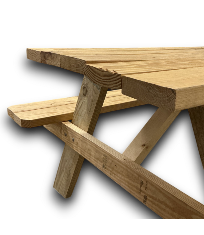 53682 Rustic Solid Wood Picnic Table with Benches