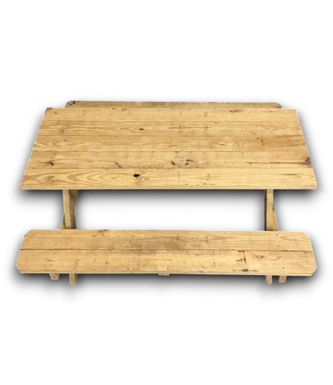 53682 Rustic Solid Wood Picnic Table with Benches
