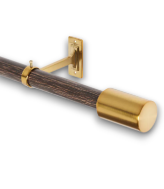 53698 72" to 144" Wood and Gold Iron Single Curtain Rod