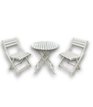 53709 White Wooden Indoor/Outdoor 3 Piece Bistro Set
