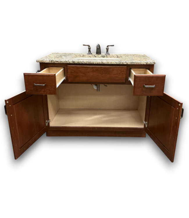 53713 Dark Walnut Bathroom Vanity With Granite Top 42"W