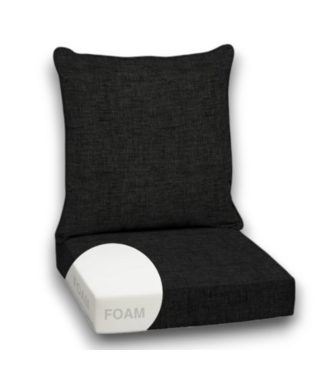 53726 Black Leala Deep Seat Patio Chair Cushion 24" x 24"
