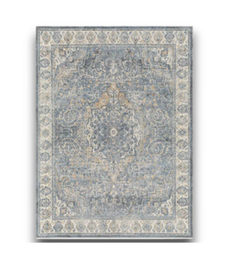 53729 Flat Weave Polyester Sky Blue Rug 7' x 9'