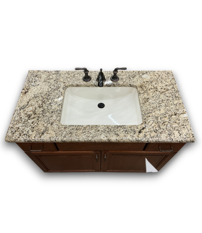 53713 Dark Walnut Bathroom Vanity With Granite Top 42"W